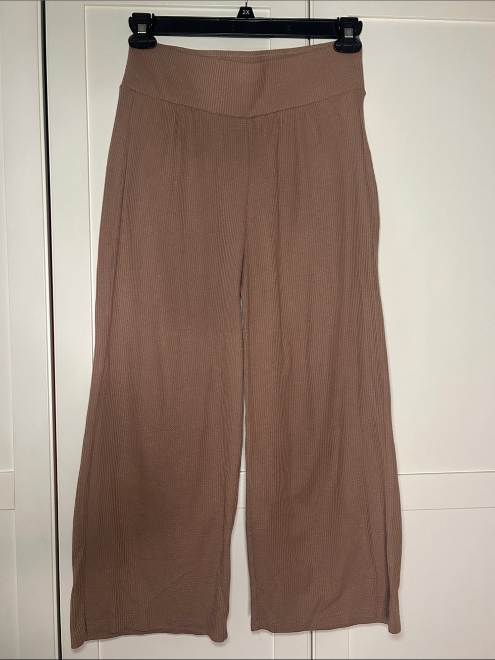 Abercrombie & Fitch Waffle Wide-Leg Knit Pants in Taupe